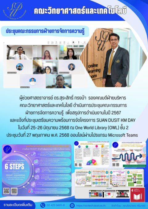 ประชุมคณะกรรมการ ฝ่ายการจัดการความรู้ เพือสรุปการดำเนินงานในปี 2567 (27 พ.ค. 68)